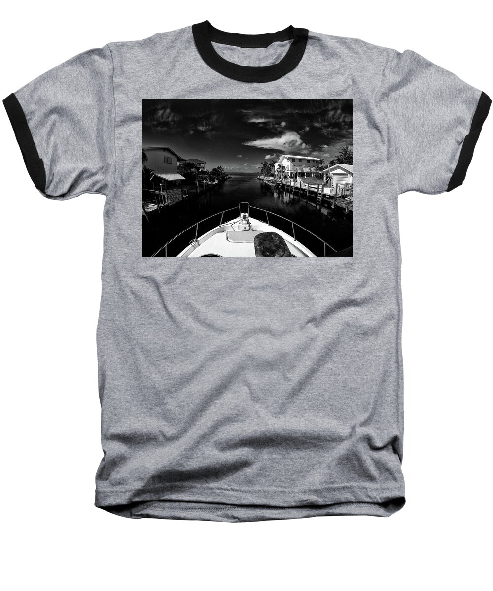 Black & White Baseball T-Shirt featuring the photograph Boat Ride by Kevin Cable
