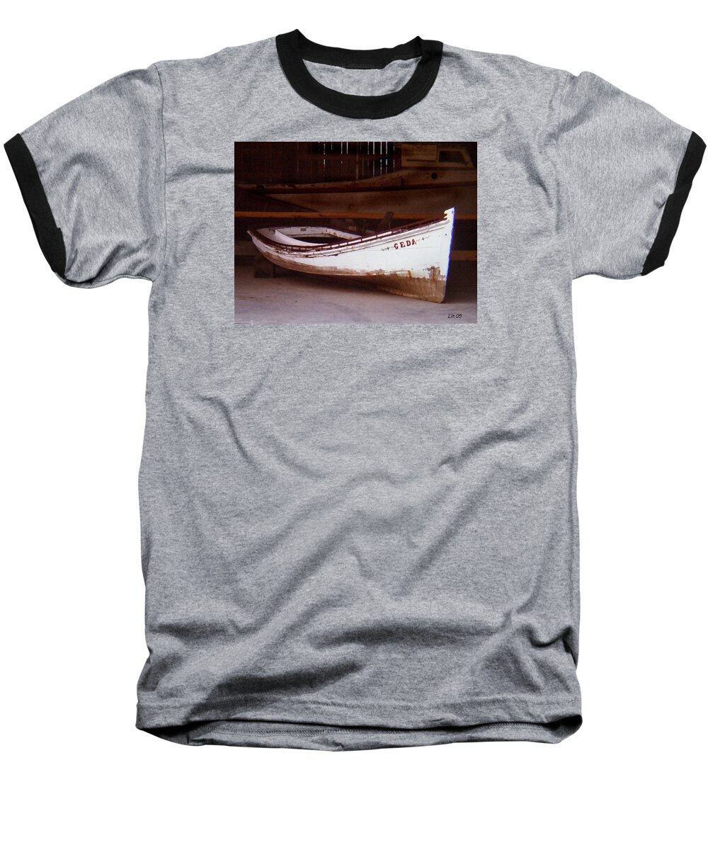 Boat Baseball T-Shirt featuring the digital art Boat Shed 1 by Lin Grosvenor