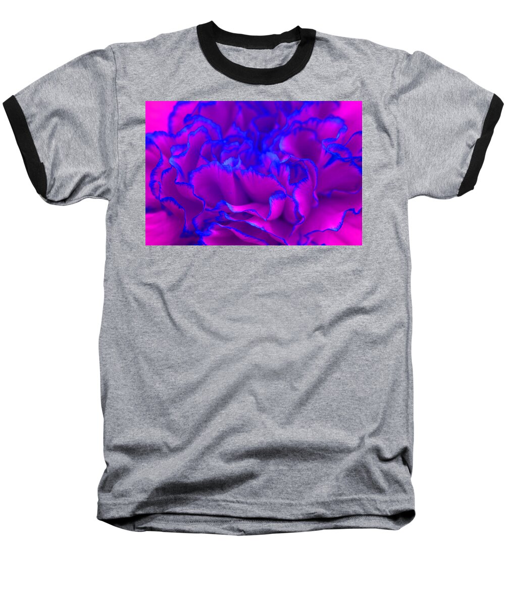 Carnation Baseball T-Shirt featuring the photograph Bold Fuschia Pink and Blue Carnation Flower by Shelley Neff