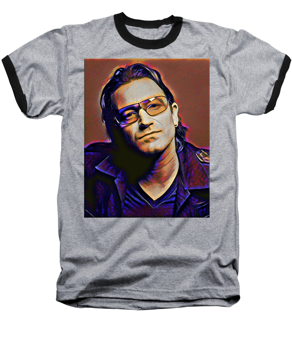 Singer Baseball T-Shirt featuring the digital art Bono by Gary Grayson