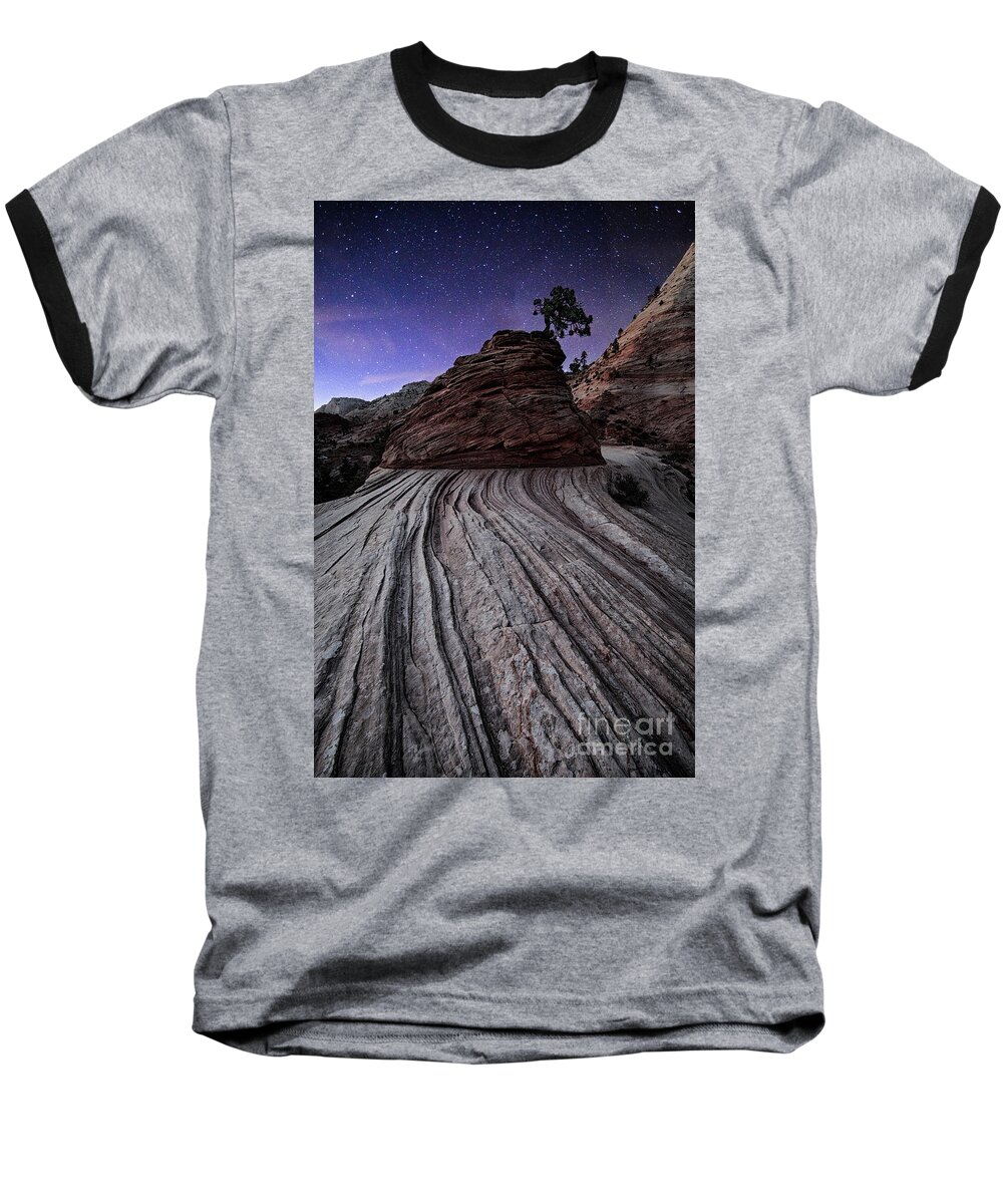 Boise Idaho Baseball T-Shirt featuring the photograph Bonzai in the Night Utah Adventure Landscape Photography by Kaylyn Franks by Kaylyn Franks
