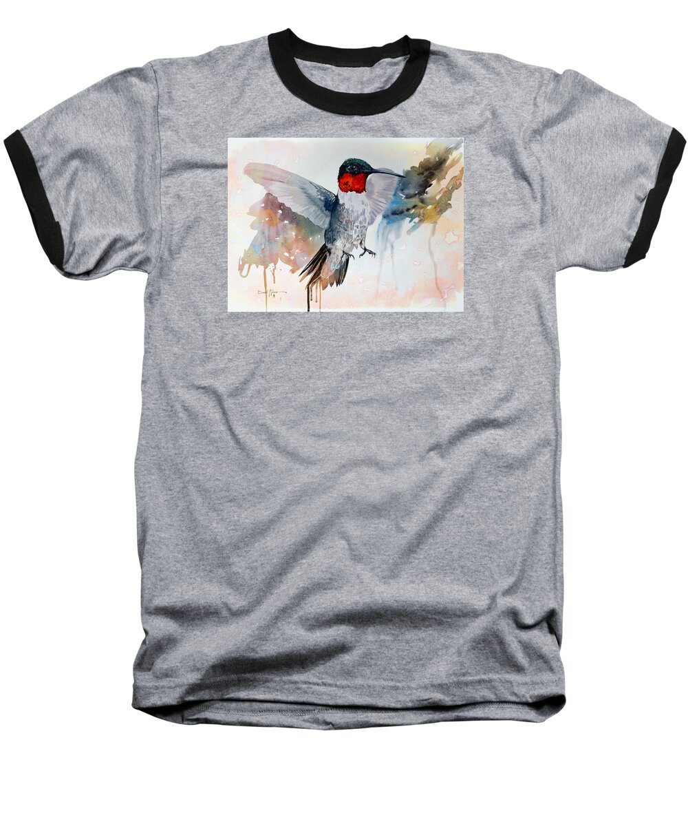 Hummingbird Baseball T-Shirt featuring the painting DA185 Bossanova the Hummingbird by Daniel Adams by Daniel Adams