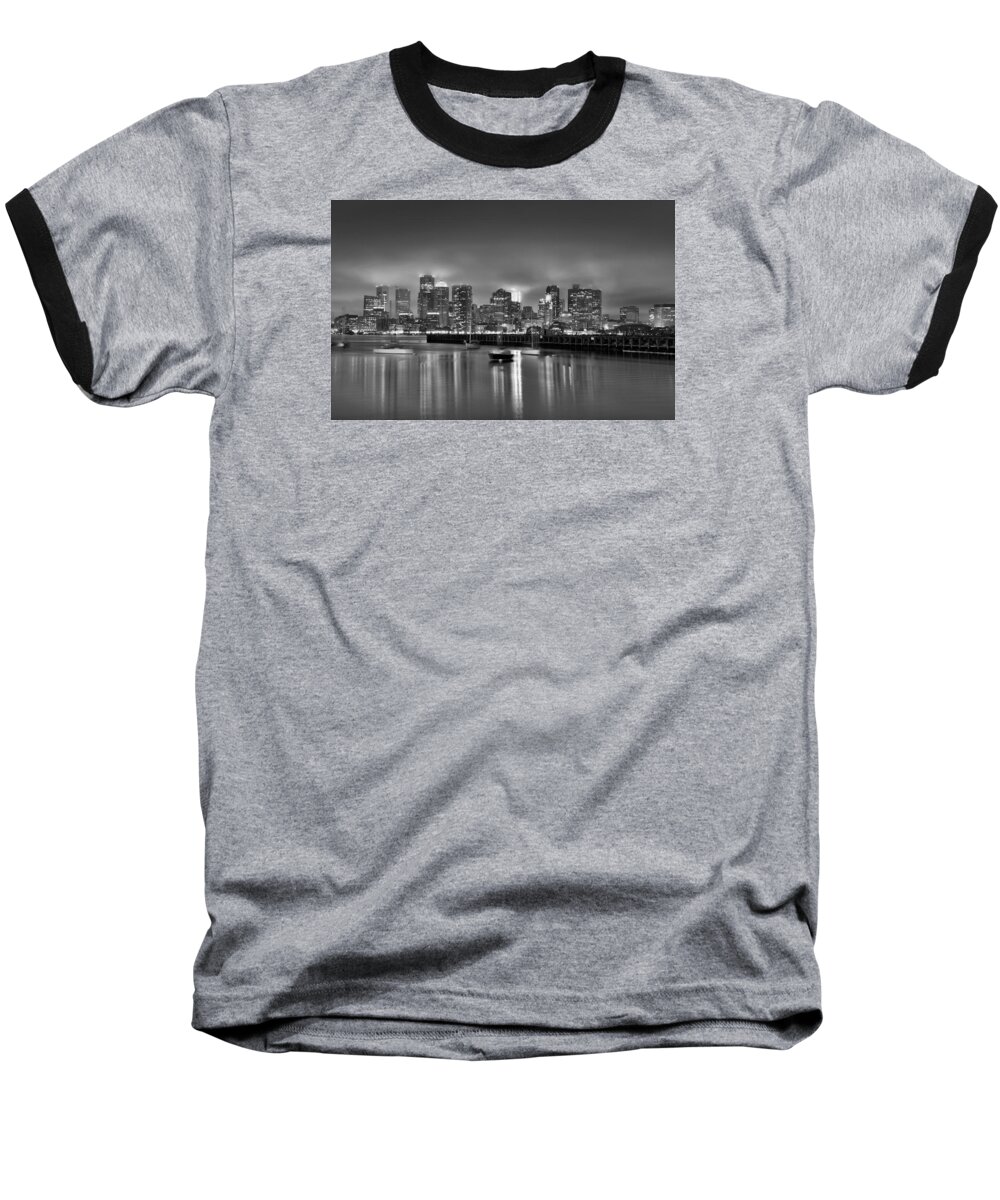 Boston Black And White Baseball T-Shirt featuring the photograph Boston in Black and White by Brendan Reals