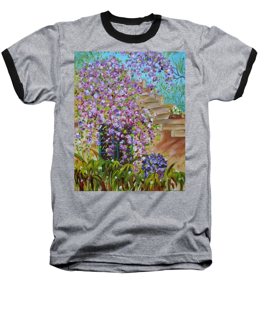 Bougainvillea Baseball T-Shirt featuring the painting Bougainvillea by Judith Rhue