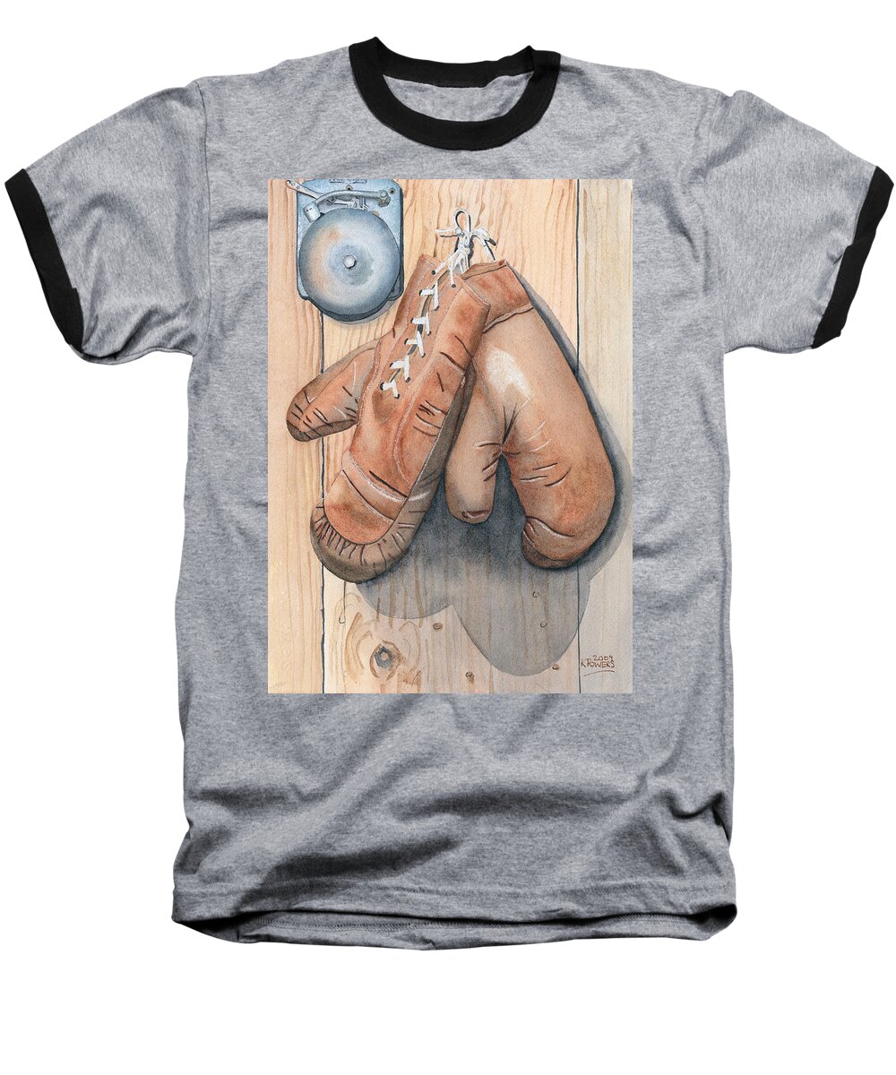 Boxing Baseball T-Shirt featuring the painting Boxing Gloves by Ken Powers