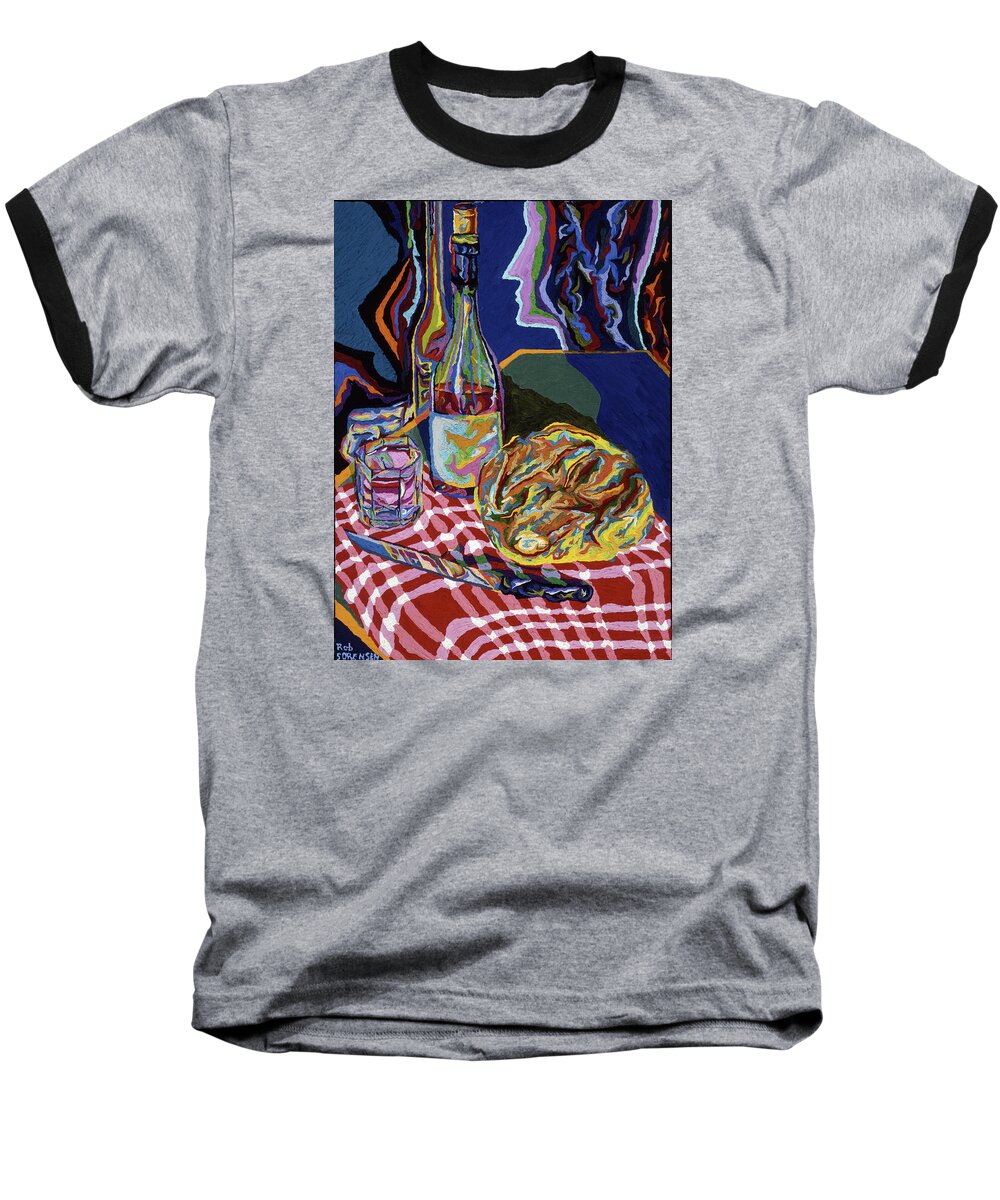Bread Baseball T-Shirt featuring the painting Bread and Wine of Life by Robert SORENSEN