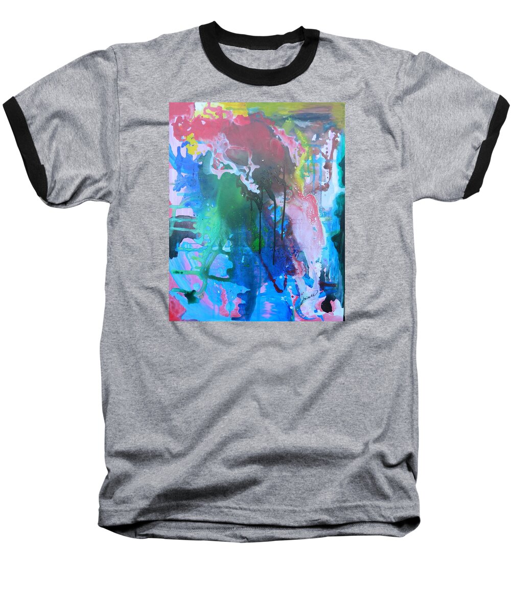 Abstract Baseball T-Shirt featuring the painting Breaking and Drifting A by L R B