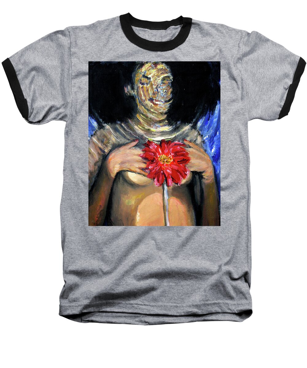 Woman Baseball T-Shirt featuring the painting Breathe by Frank Botello