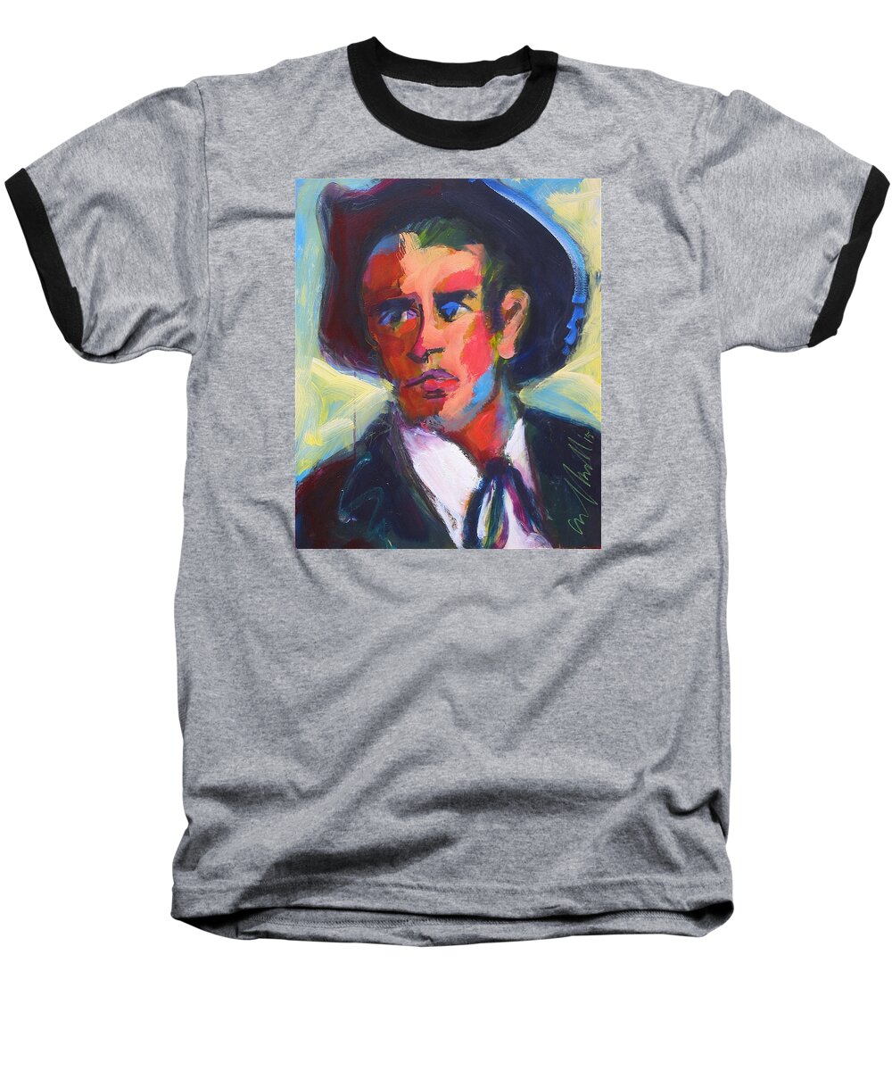 Maverick Baseball T-Shirt featuring the painting Bret Maverick by Les Leffingwell