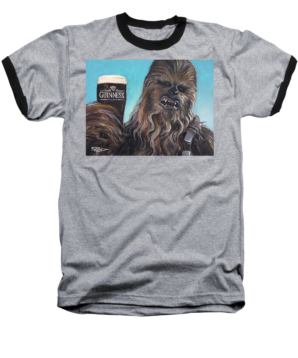Guiness Baseball T-Shirt featuring the painting Brewbacca by Tom Carlton