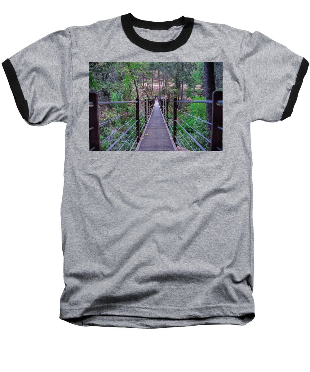 Bylt Baseball T-Shirt featuring the photograph Bridge over Deer Creek by Robin Mayoff