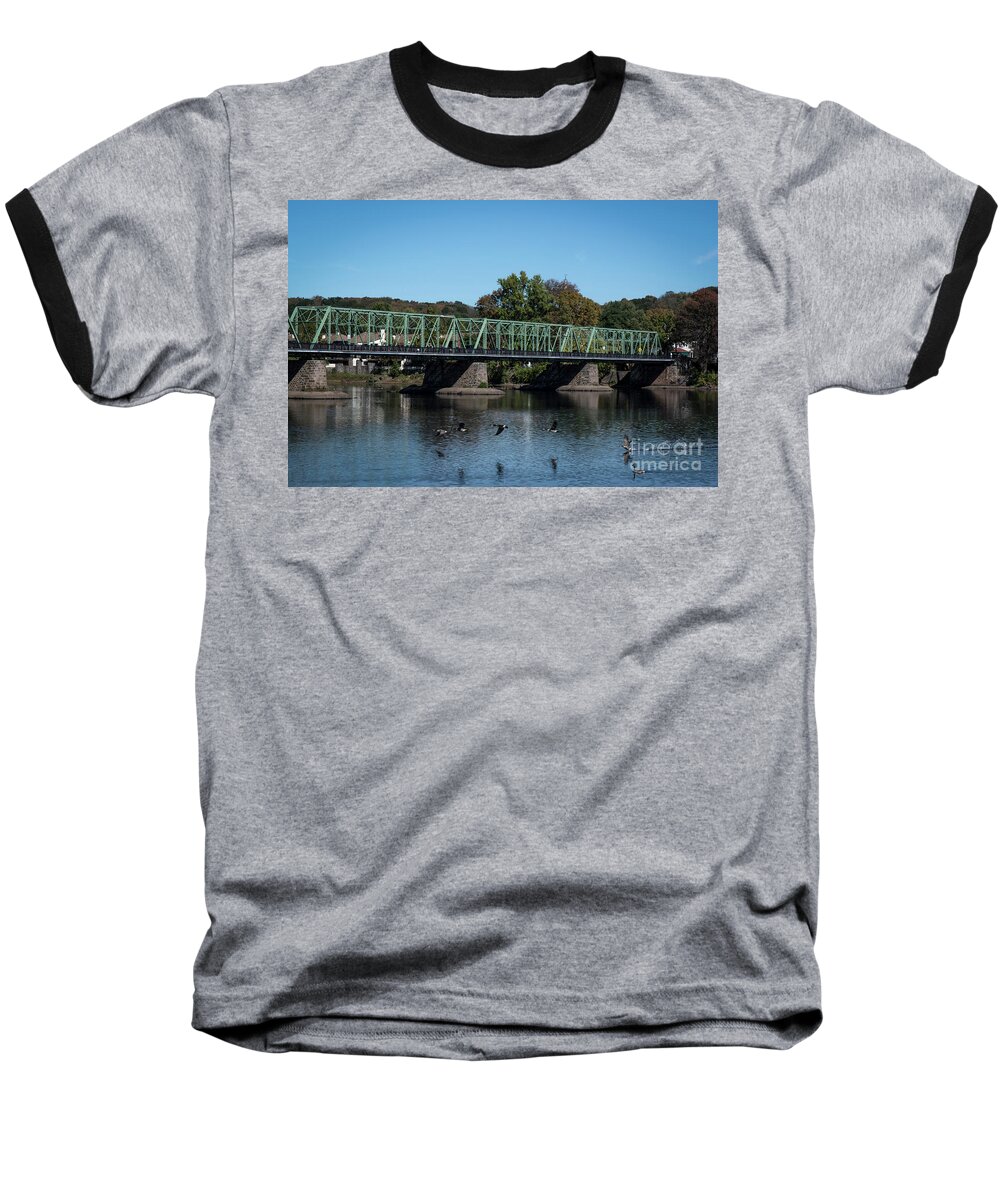 Lambertville Baseball T-Shirt featuring the photograph Bridge To Lambertville 2 by Judy Wolinsky