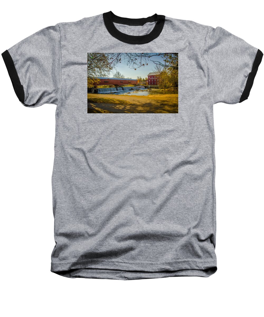 Old Baseball T-Shirt featuring the photograph Bridgeton Mill Covered Bridge by Jack R Perry