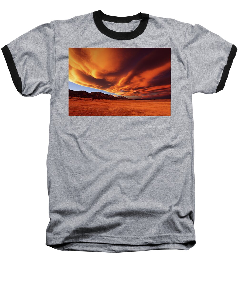 Brilliance Baseball T-Shirt featuring the photograph Brilliance Over Boulder by Brian Gustafson