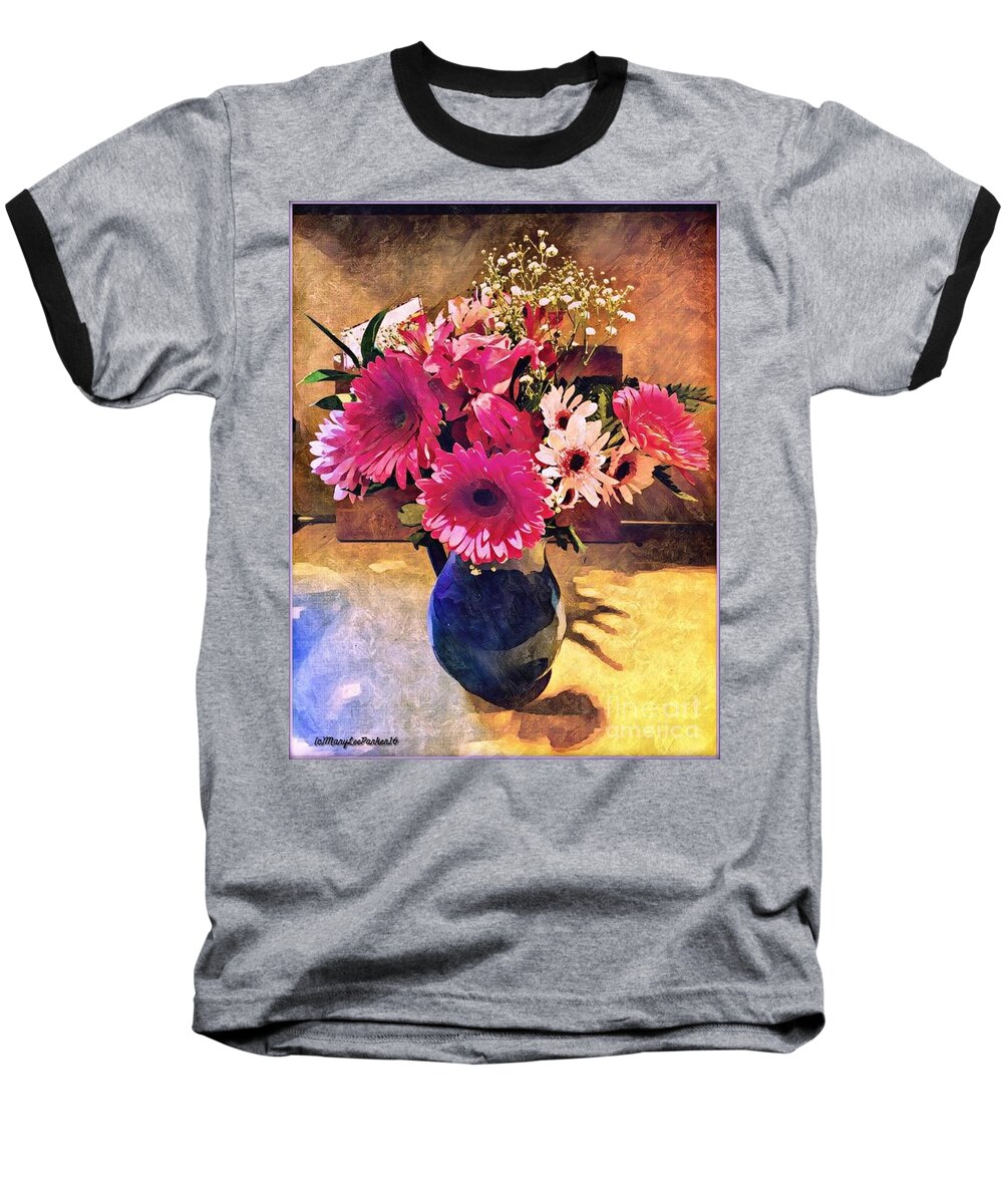Brithday Baseball T-Shirt featuring the mixed media Brithday Wish Bouquet by MaryLee Parker
