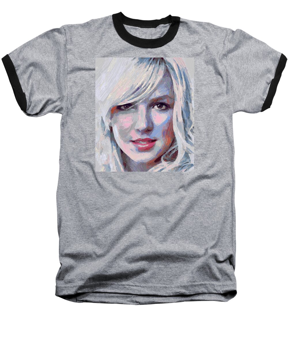 Britney Spears Baseball T-Shirt featuring the digital art Britney Spears portrait by Yury Malkov