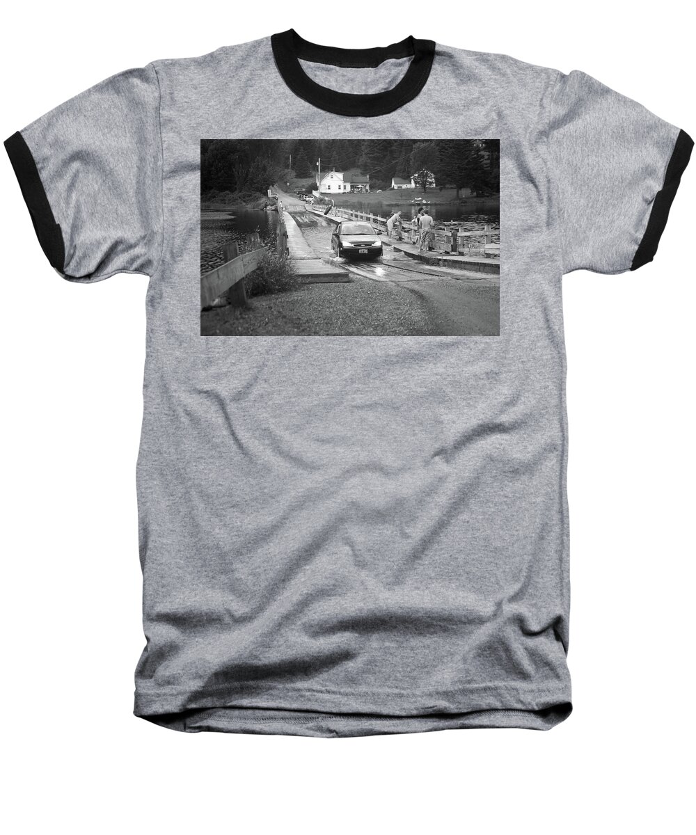 America Baseball T-Shirt featuring the photograph Brookfield, Vt - Floating Bridge 3 BW by Frank Romeo