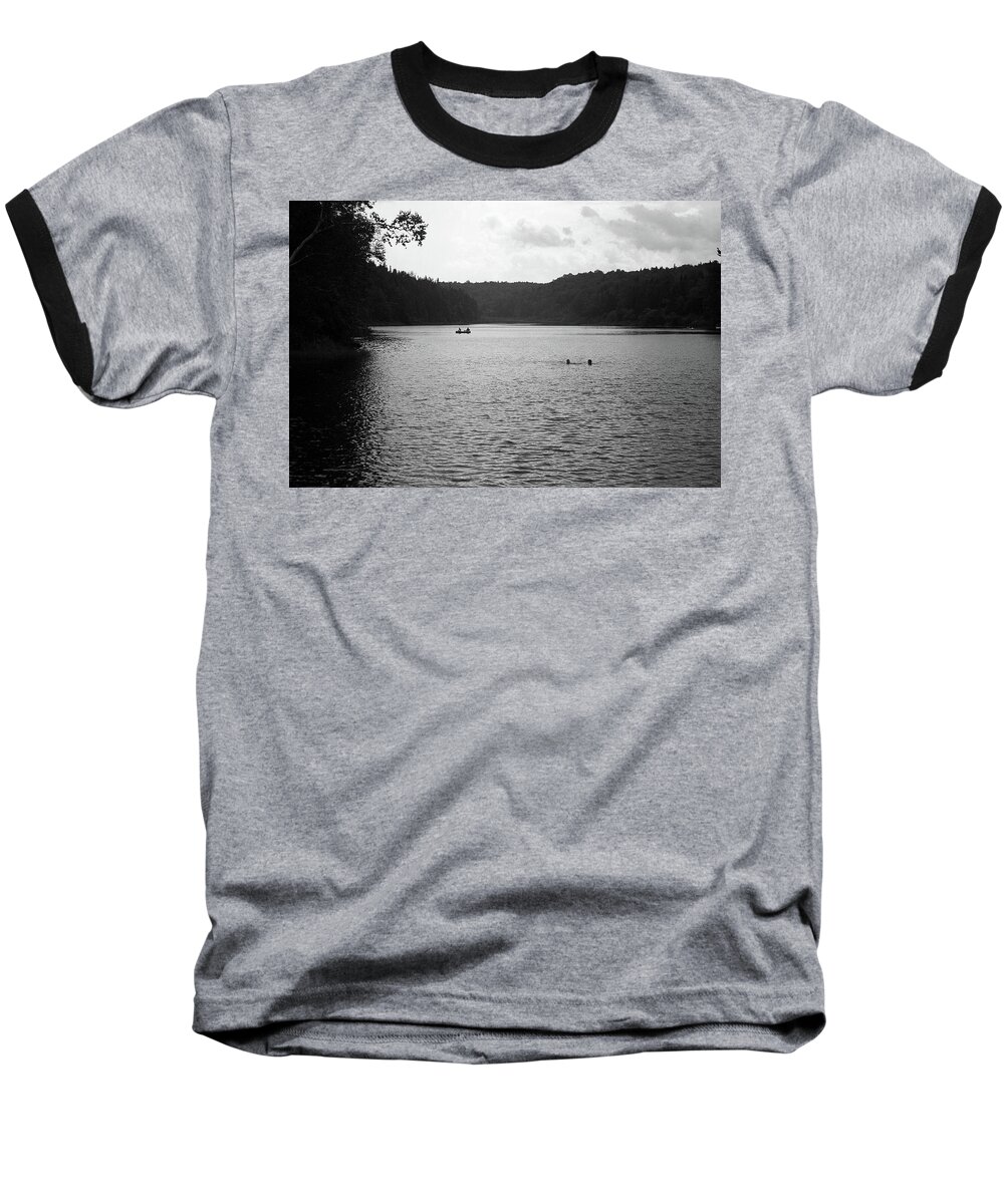 America Baseball T-Shirt featuring the photograph Brookfield, Vt - Swimming Hole BW 2 by Frank Romeo