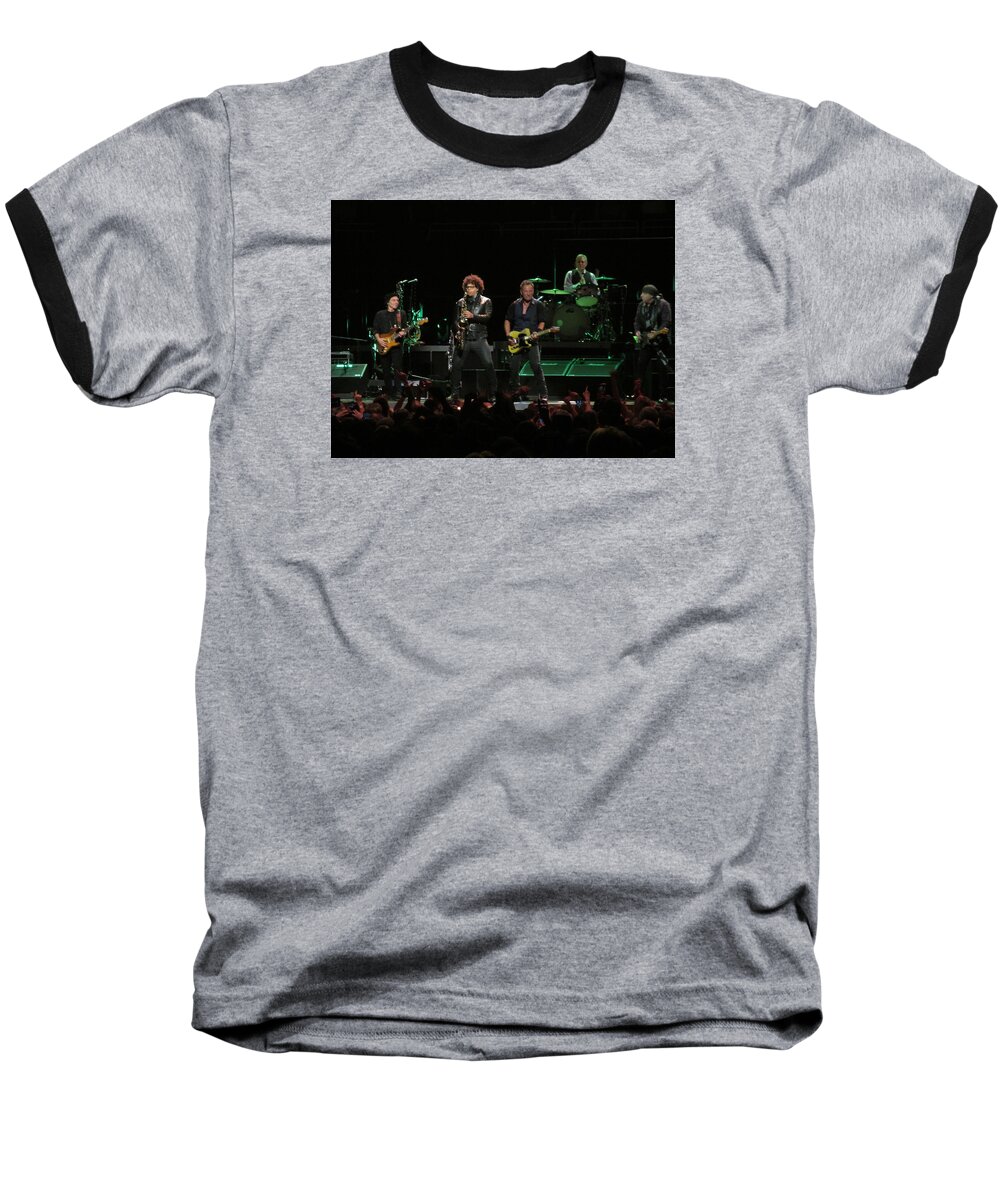 Bruce Springsteen Baseball T-Shirt featuring the photograph Bruce Springsteen and the E Street Band by Melinda Saminski