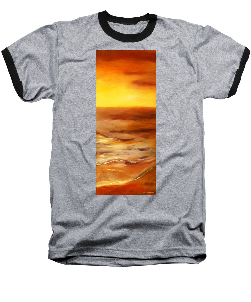 Sunset Paintings Baseball T-Shirt featuring the painting Brushed 5 - Vertical Sunset by Gina De Gorna