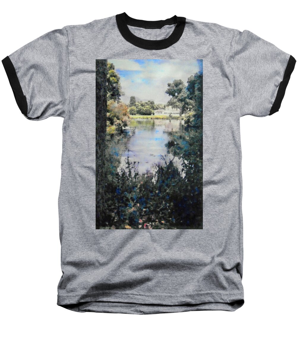 Landscape Baseball T-Shirt featuring the painting Buckingham Palace Garden, LONDON by Richard James Digance
