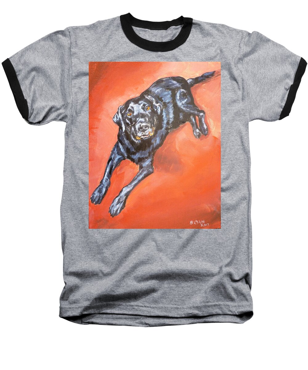 Dog Baseball T-Shirt featuring the painting Buddy by Bryan Bustard