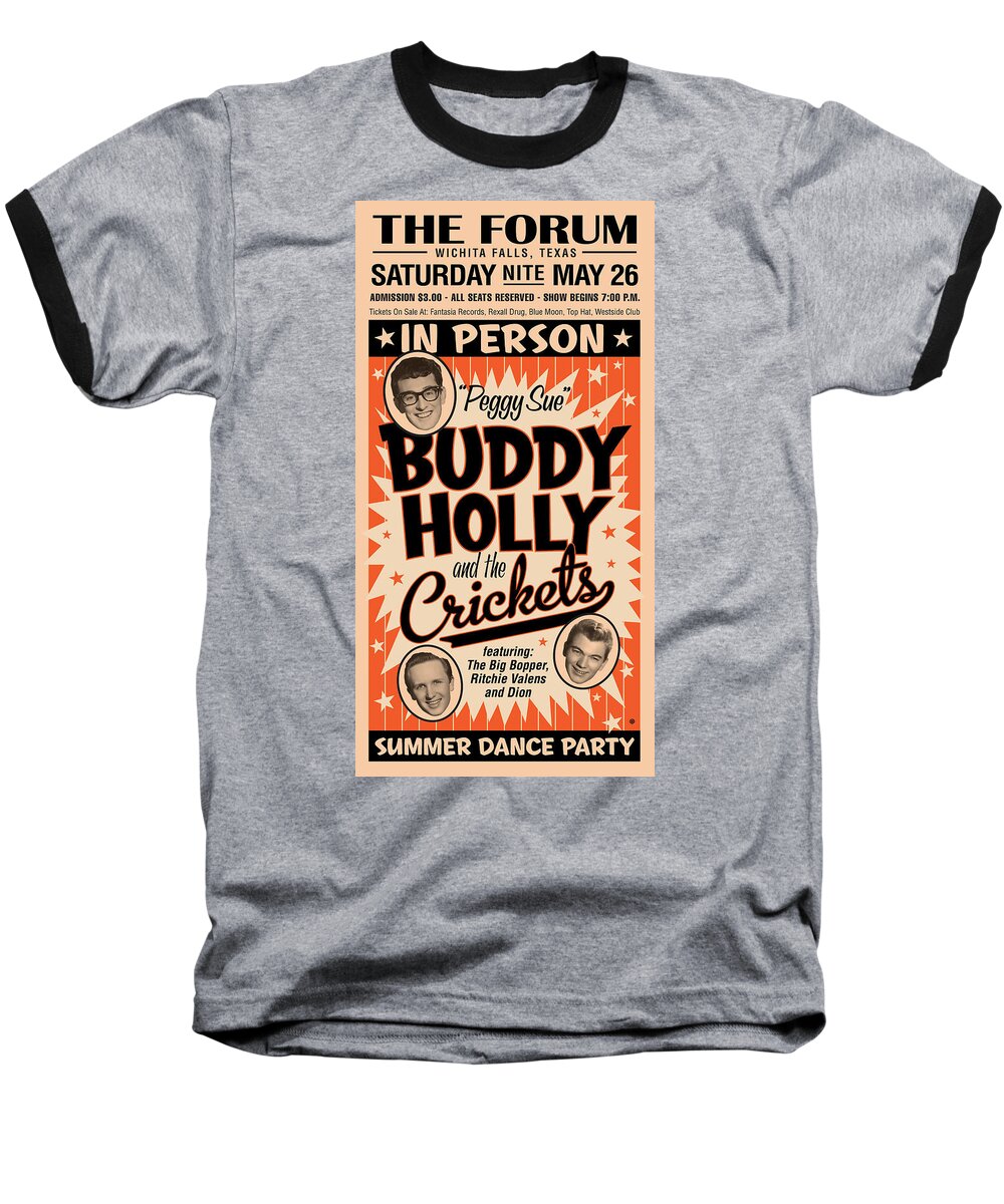 Logo Baseball T-Shirt featuring the digital art Buddy Holly by Gary Grayson