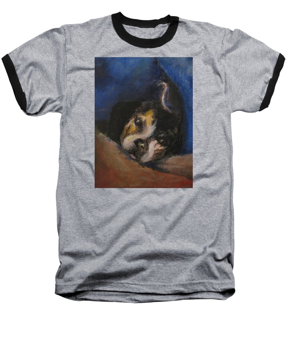 Portrait Of Buddy Baseball T-Shirt featuring the painting Buddy by Patricia Kanzler