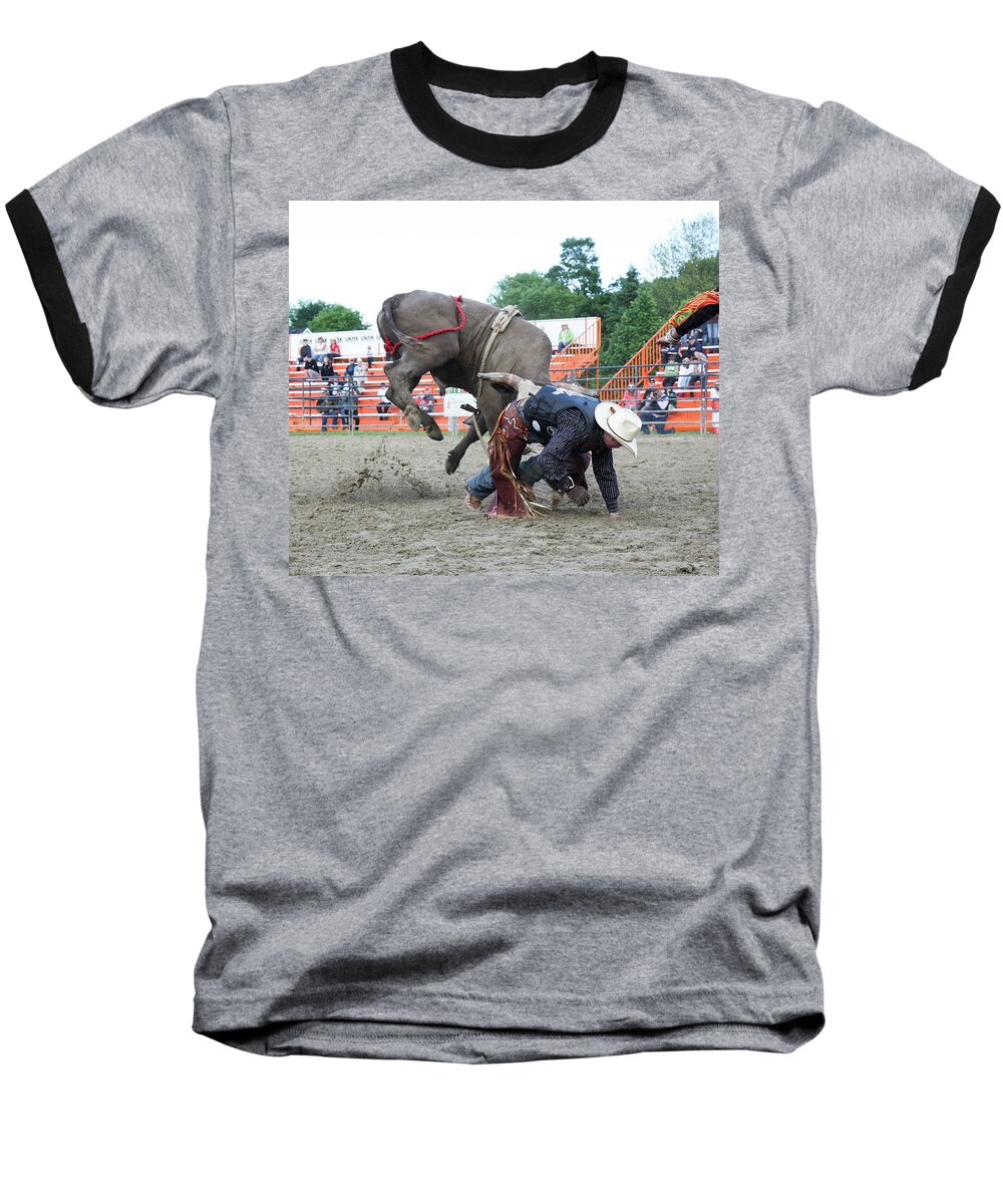 Bull Riding Baseball T-Shirt featuring the photograph Bull riding action by Nick Mares