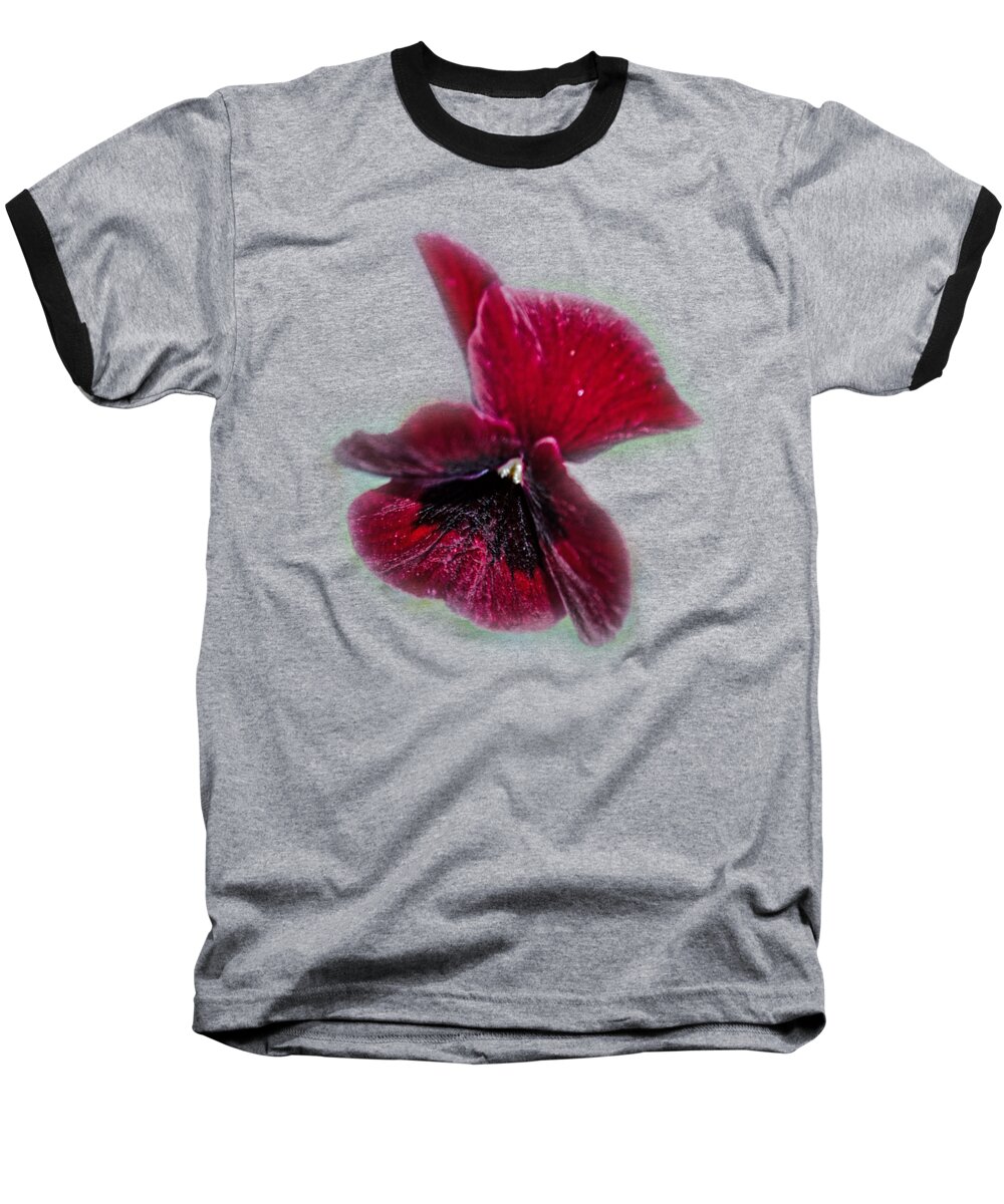 Flower Baseball T-Shirt featuring the photograph Burgundy Pansy Tee-shirt by Donna Brown