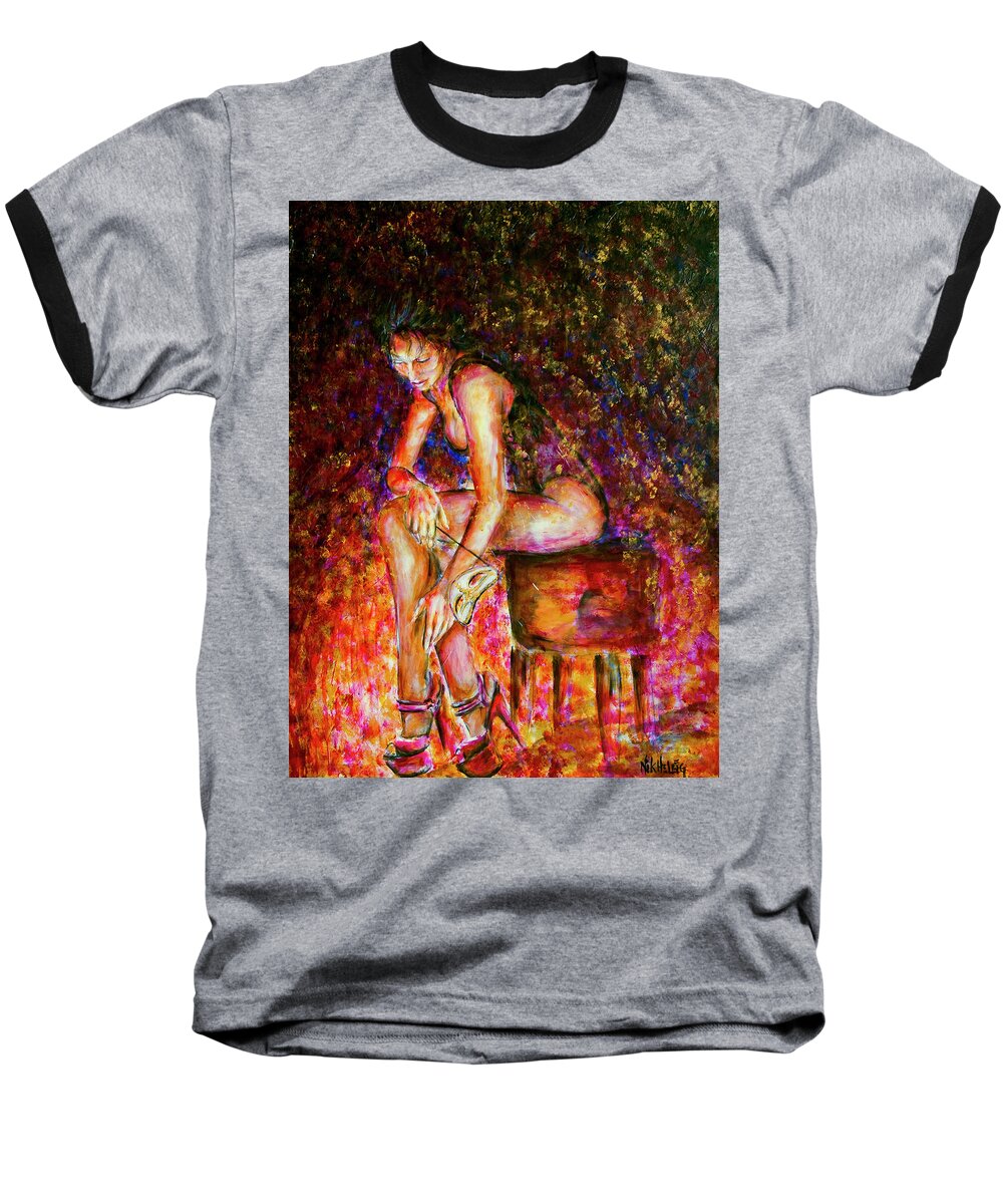 Woman Baseball T-Shirt featuring the painting Burlesque I by Nik Helbig