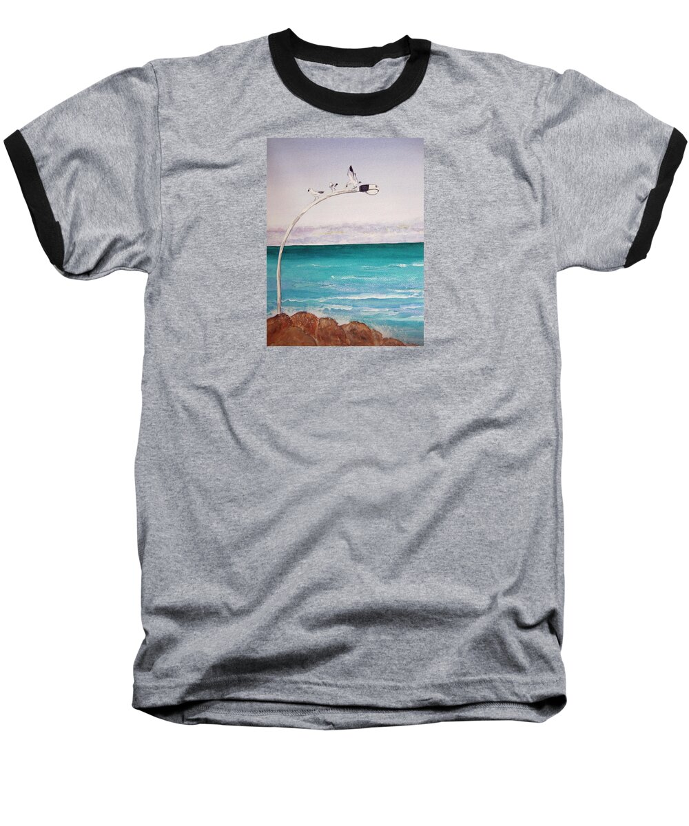 Beach. Coastline Baseball T-Shirt featuring the painting Burns Beach by Elvira Ingram