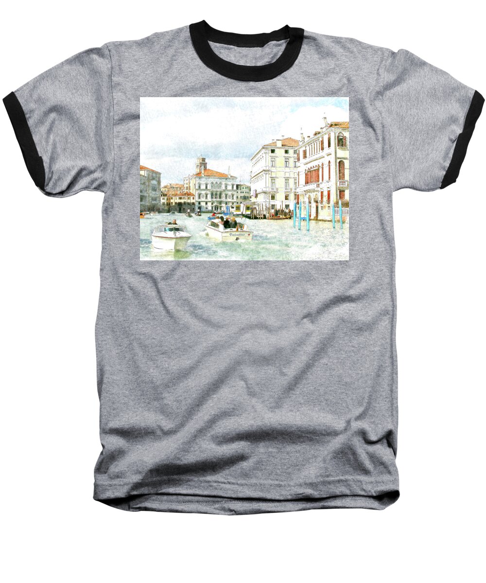 Venice Baseball T-Shirt featuring the photograph Busy Waterway by Mariarosa Rockefeller