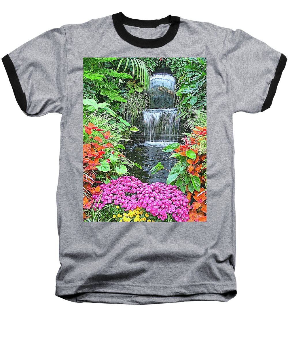 Gardens Baseball T-Shirt featuring the photograph Butchart Gardens Waterfall by Wendy McKennon