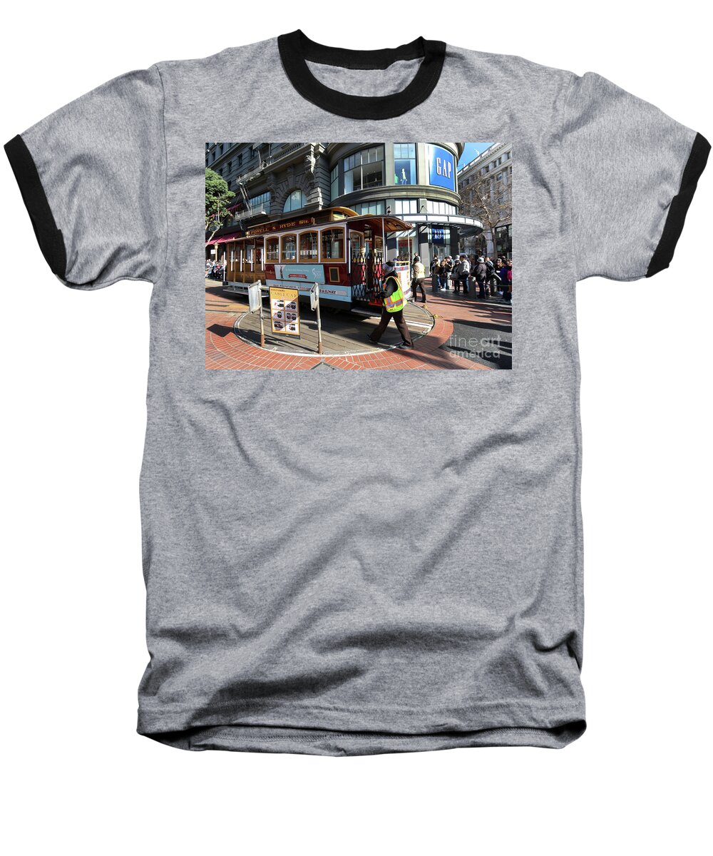 Cable Car Baseball T-Shirt featuring the photograph Cable Car at Union Square by Steven Spak