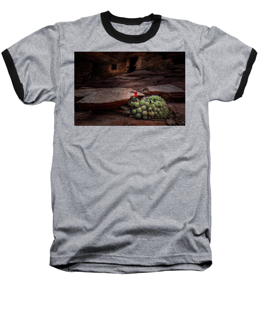 Bears Ears National Baseball T-Shirt featuring the photograph Cactus on Fire by Michael Ash