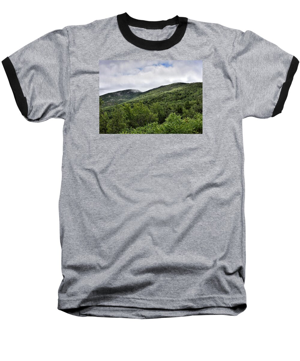 cadillac Mountain Baseball T-Shirt featuring the photograph Cadillac Mountain on right and Dorr Mountain on left by Brendan Reals