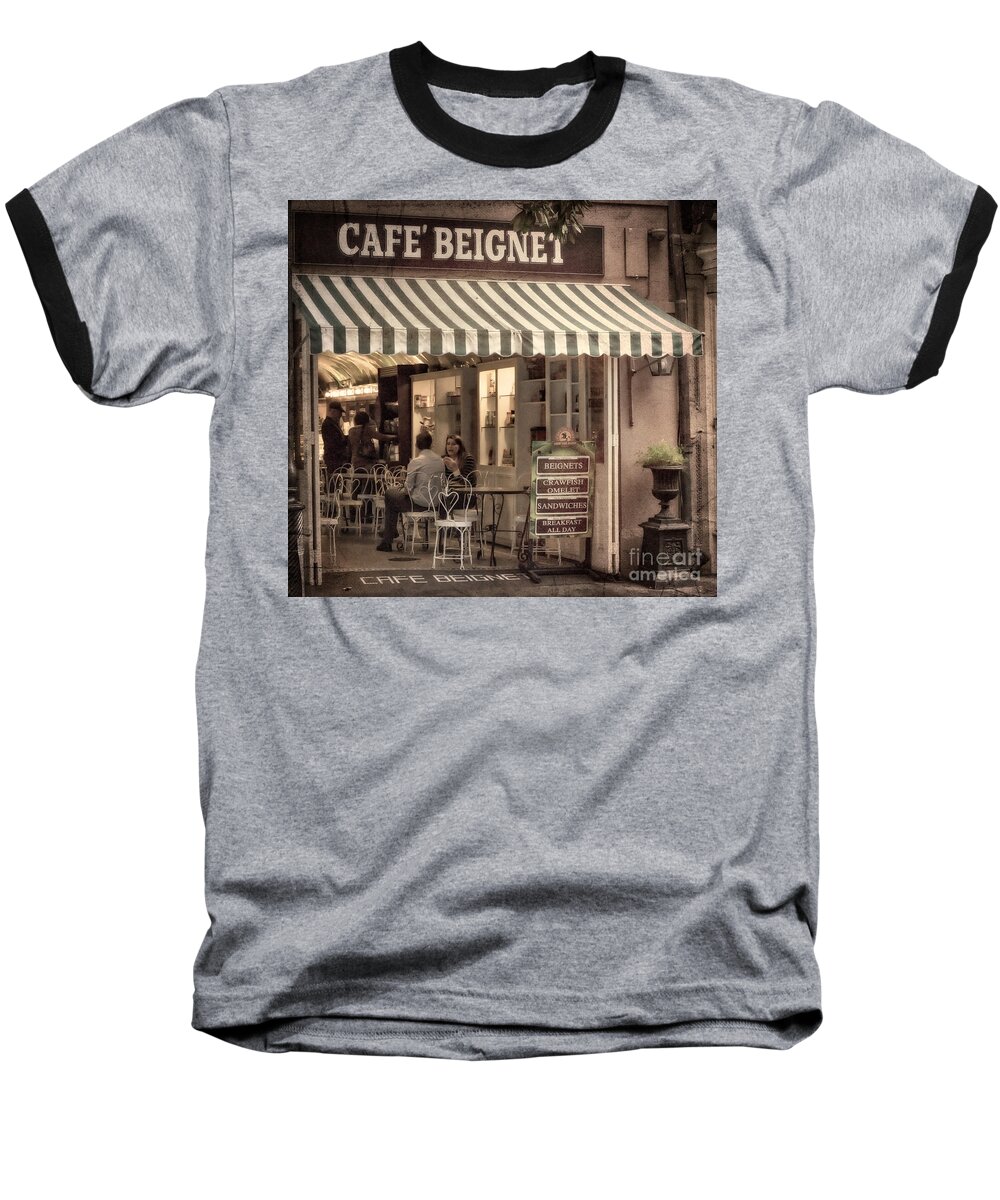 Beignet Baseball T-Shirt featuring the photograph Cafe Beignet 2 by Jerry Fornarotto
