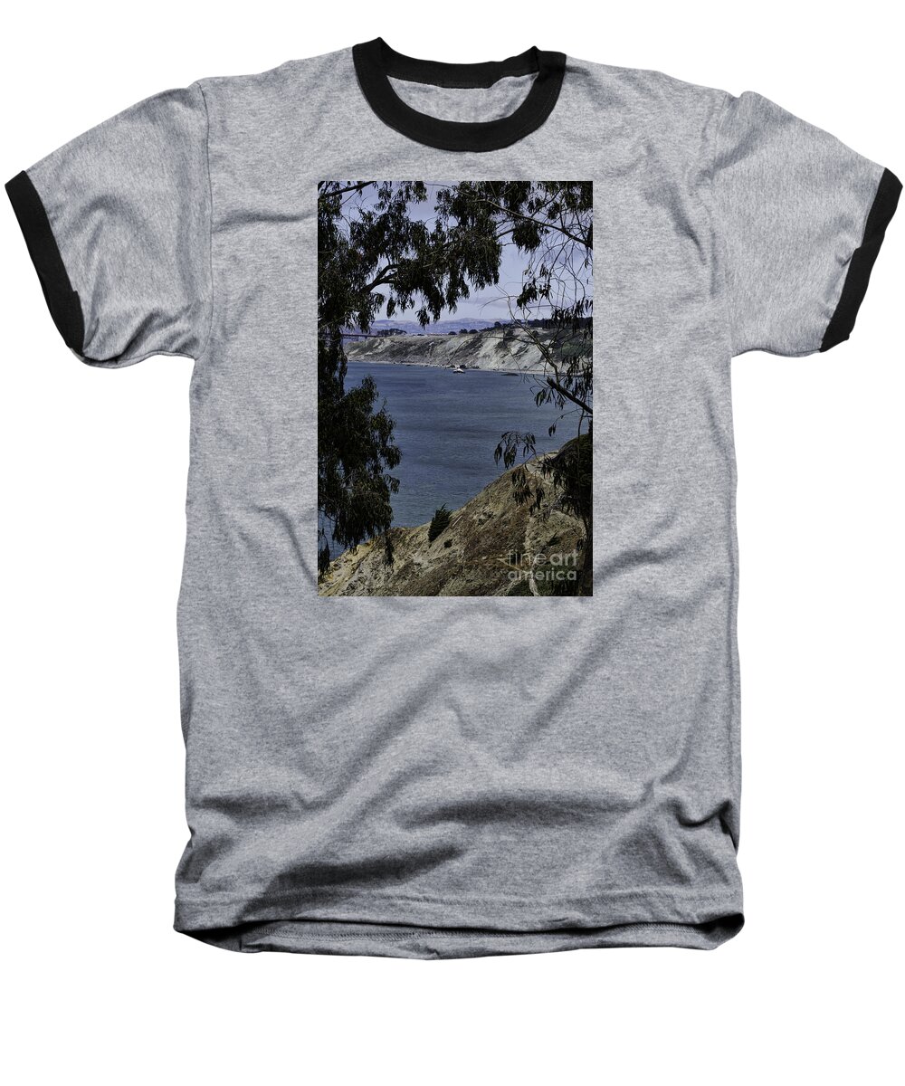 Cliff Baseball T-Shirt featuring the photograph Cali Shore by Judy Wolinsky