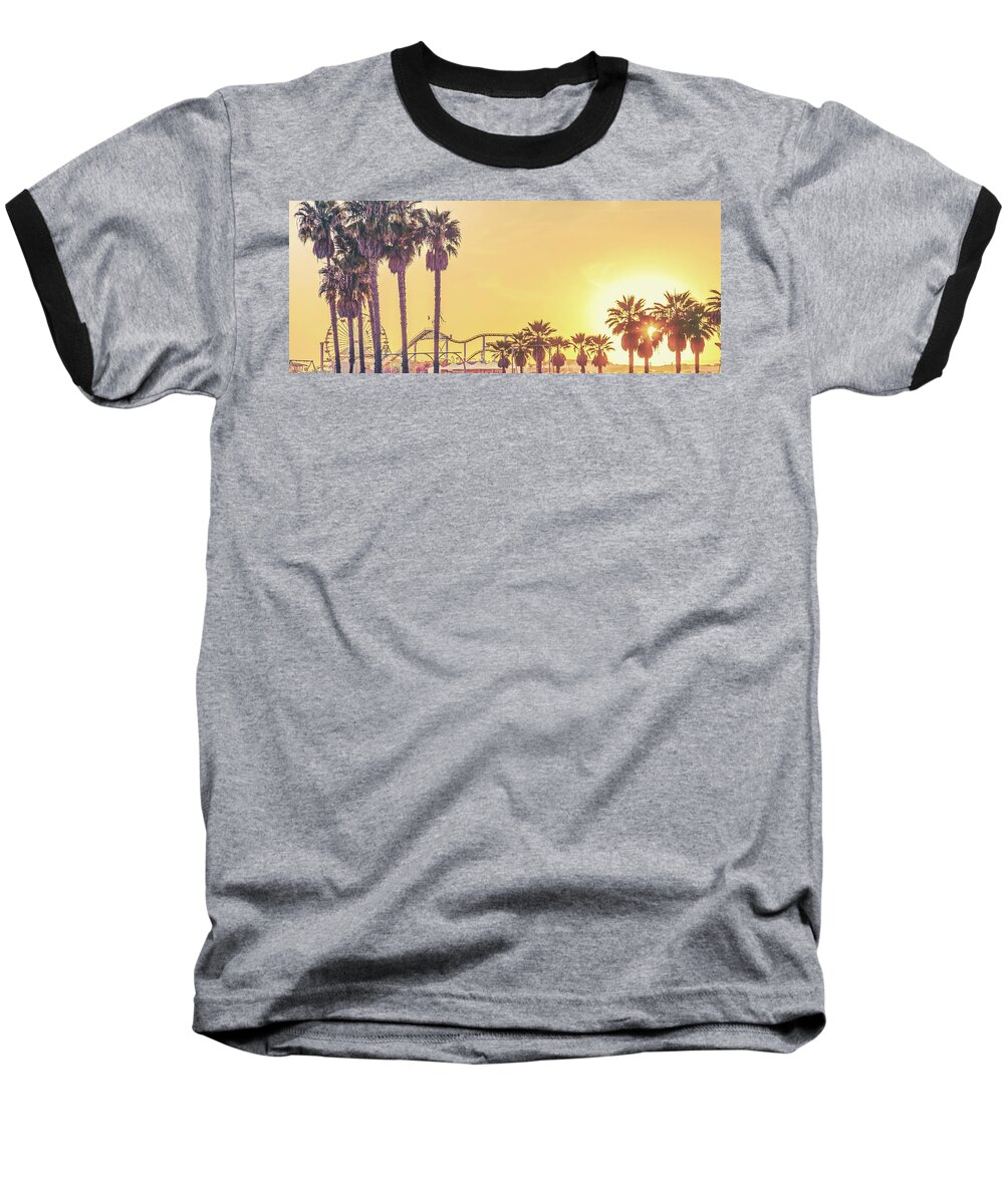 Santa Monica Pier Baseball T-Shirt featuring the photograph Cali Vibes by Az Jackson