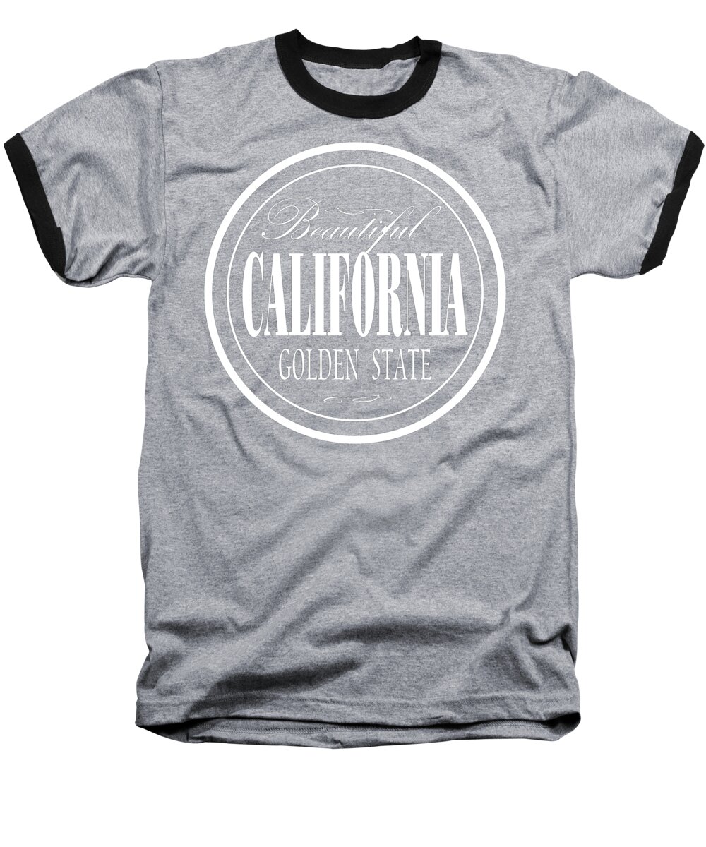 California Baseball T-Shirt featuring the mixed media California Golden State Design by Peter Potter