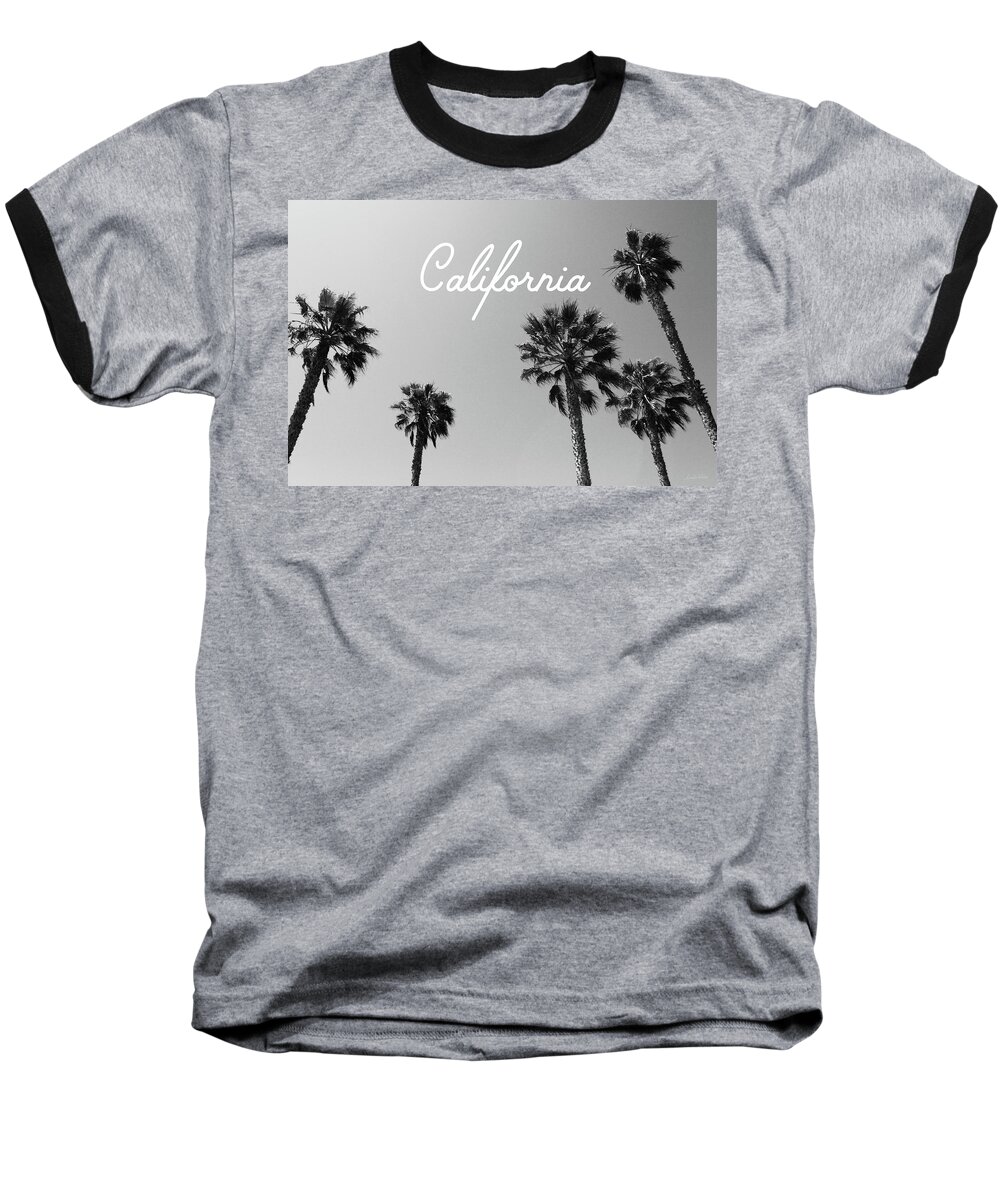California Baseball T-Shirt featuring the mixed media California Palm Trees by Linda Woods by Linda Woods