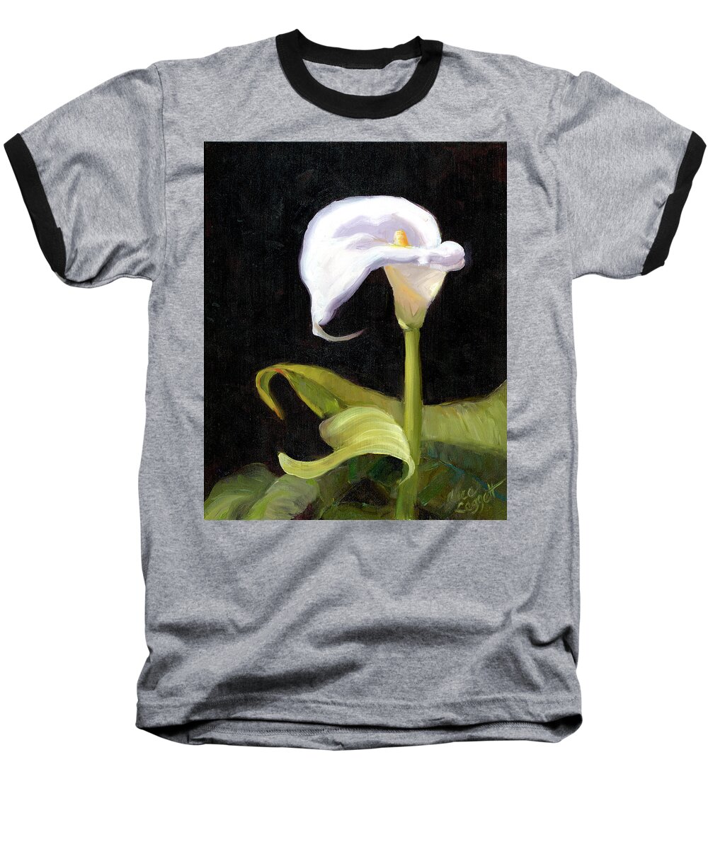 Calla Lily Baseball T-Shirt featuring the painting Calla Lily by Alice Leggett