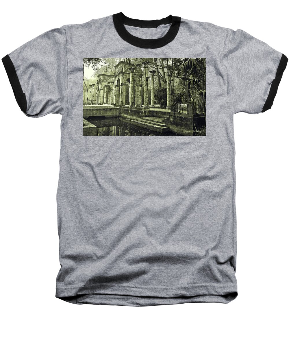 Columns Baseball T-Shirt featuring the digital art Calle Grande Ruins by DigiArt Diaries by Vicky B Fuller