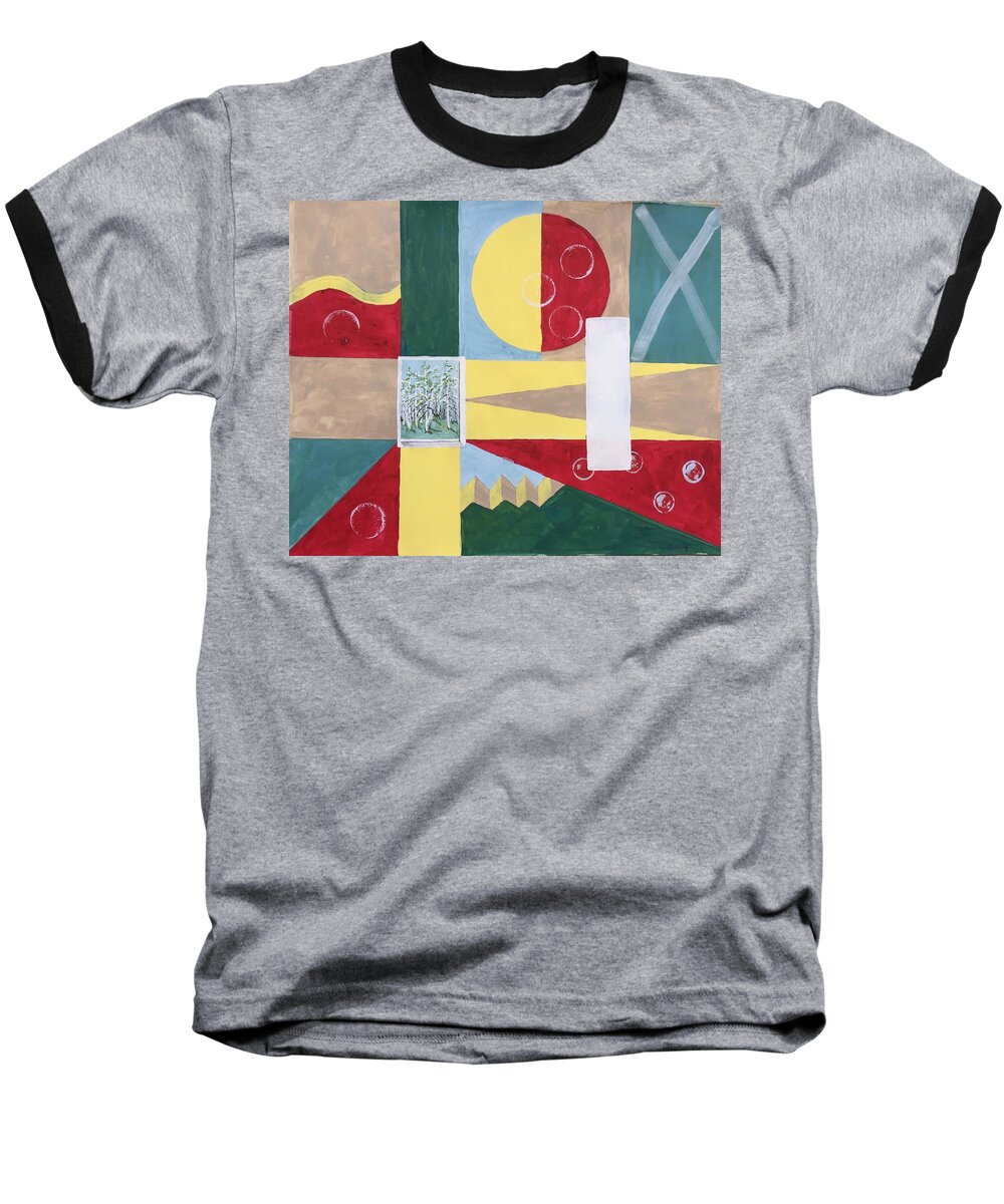 Abstract Baseball T-Shirt featuring the painting Calm and Chaos by Christine Lathrop