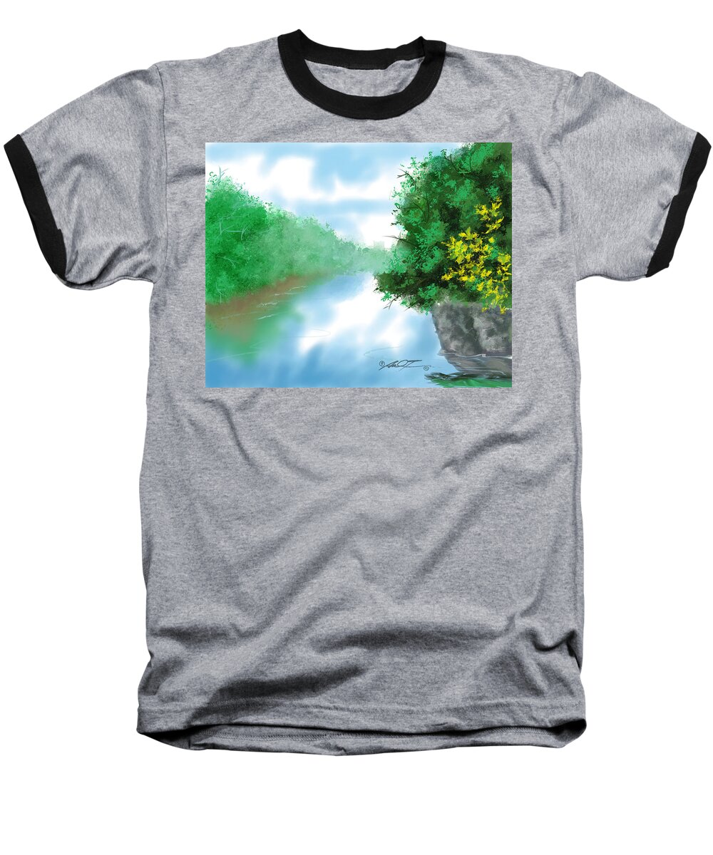 Calm Baseball T-Shirt featuring the painting Calm River by Dale Turner