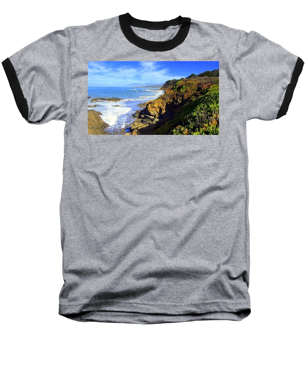 Ocean Baseball T-Shirt featuring the photograph Cambria By The Sea by J R Yates