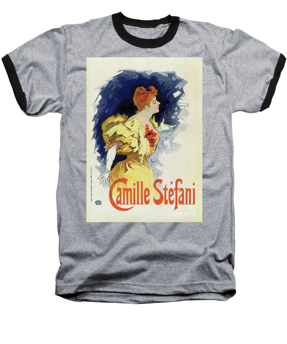  Baseball T-Shirt featuring the drawing Camille Stefani by Heidi De Leeuw