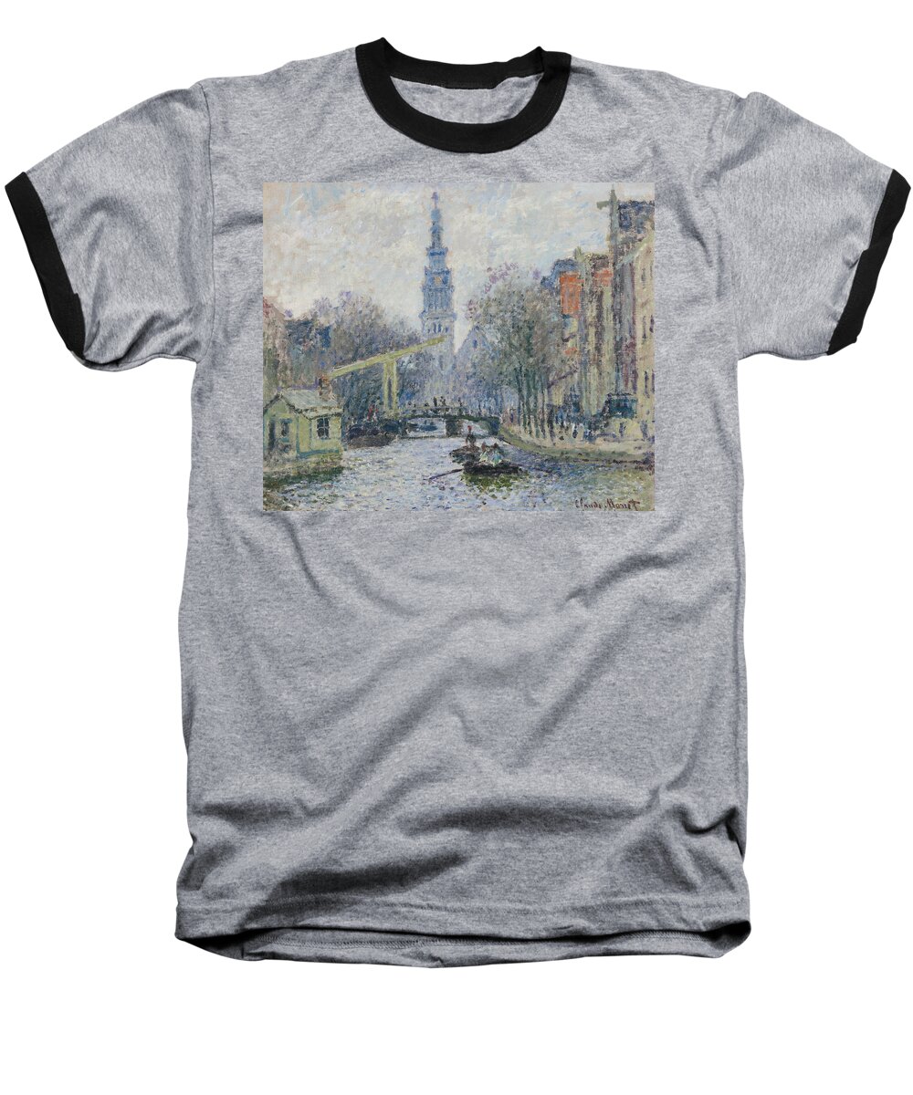 Monet Baseball T-Shirt featuring the painting Canal Amsterdam by Claude Monet