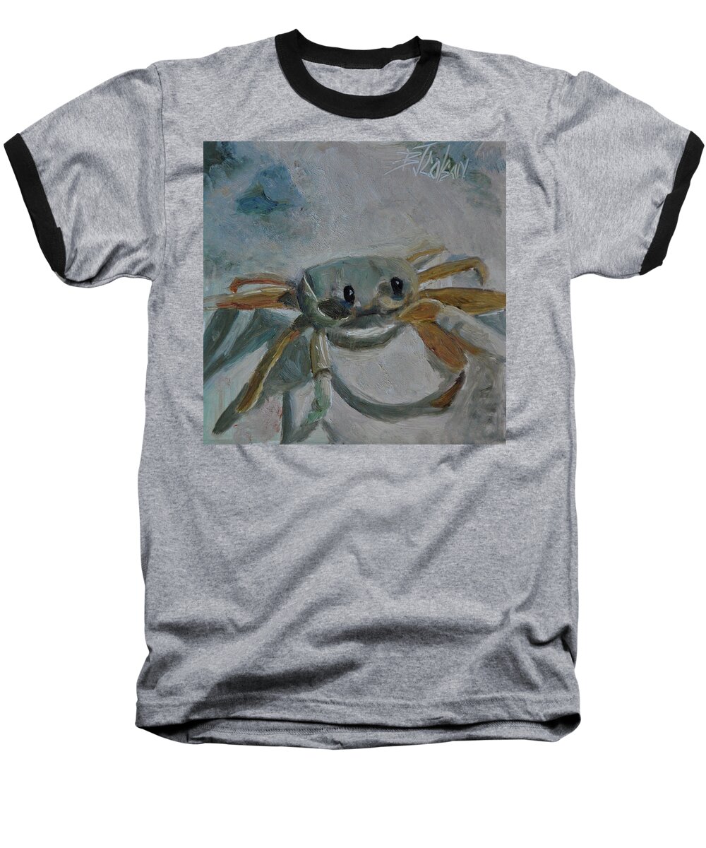 Crab Baseball T-Shirt featuring the painting Cancer's Are Not Crabby by Billie Colson